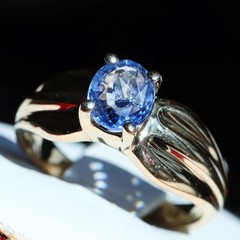 14k yellow gold 0.60ct tanzanite solitaire size 6 ring heated vintage 3.30gr