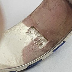 Vintage 950 Silver Mexico Lapis Lazuli Inlaid Flush Domed Ring Band Size 7