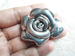 Vintage Signed N 925 TH Sterling Silver Large Puff 3D Flower Rose Pin – Brooch