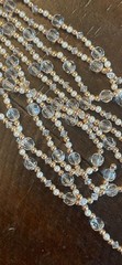 Vintage Multi Strand Faux Pearl Beaded Sash Belt Gold Tone Clear Crystal 30″