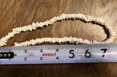 Vintage 70s Shell Chip Necklace 17″ Barrel Clasp Beach Surfer Boho Pearl Spacer
