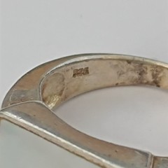 Sterling Silver Signet Ring Mother Of Pearl Modernist Minimalist Clean Design