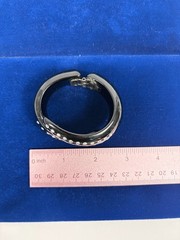 Vintage Black Clamper Hinged Bracelet with Rhinestones