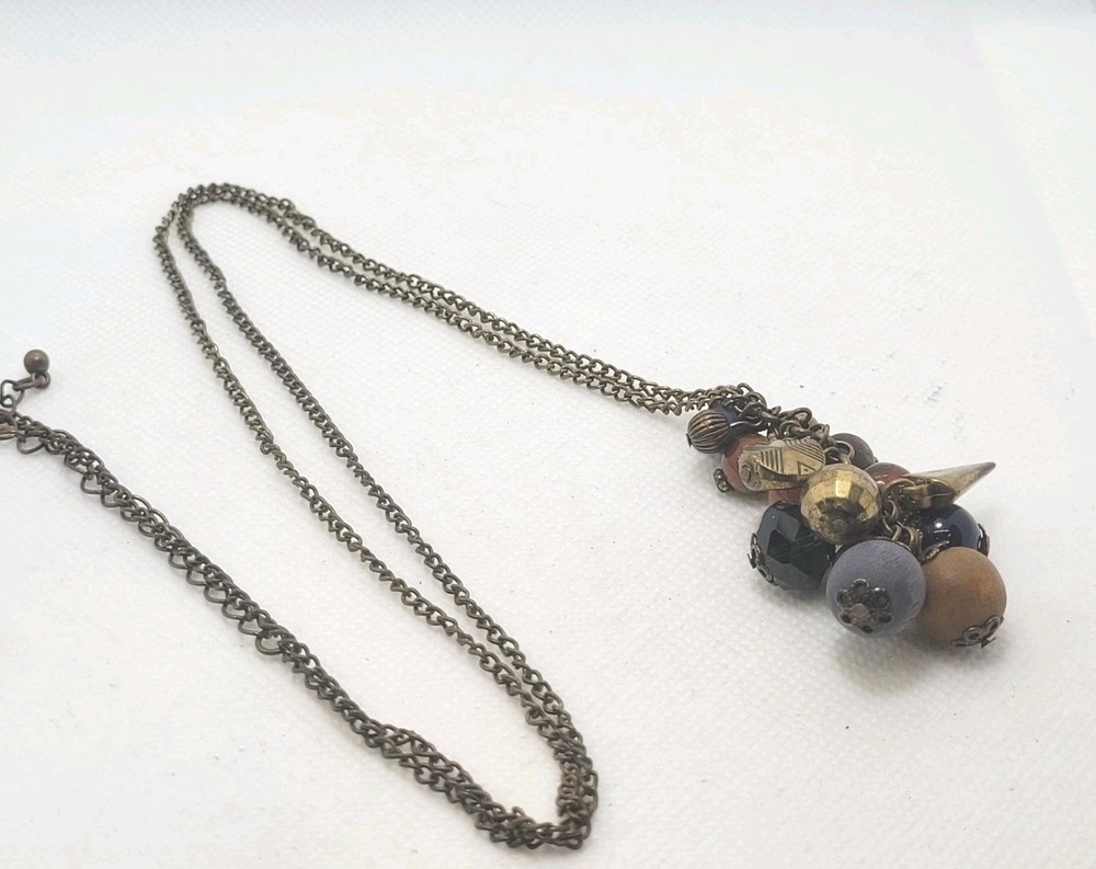 Vintage Bronze Chain Necklace Pedant 30in.