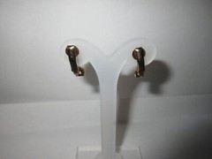 Vintage Gold tone Cubic Zirconia Drop 3 Pendant & Clip On Earring Set (GC1)