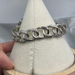 Vintage Rhinestone Cluster Stretch Bracelet Champagne Silver Tone Statement 6.25