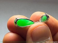 Water Drop Rich Apple Green Jadeite Jade 18K white Gold Diamond Pendant 11.68ct