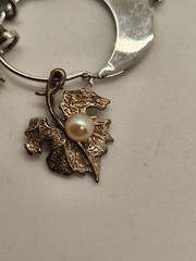 Vintage 925 Chain w/Charm Holder Pendant an 925 Charms Horn, Leaf, Cross Heart