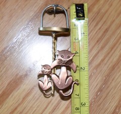 VTG Cat Pin Brooch Copper Mixed Metals Cats Dove Bird Modern Art K&T Siamese