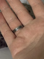 Vintage PZ or PAZ Hematite and .925 Modernist Textured Multi Band Ring size 8.75