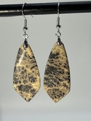 Natural Dendritic Fern Agate French Wire Flat Pull Drop Earrings lightweight