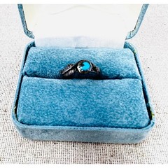 Vintage Sterling Silver Navajo Turquoise Leaf Bypass Ring Southwestern Size 8