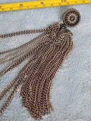 Vintage Bohemian Silver-Toned Coin Bracelet Anklet Dangle Charm ADJ. & Broach.