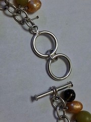 Vintage Sterling 7-8inch Natural Stone Toggle Bracelet 925 Silver Tested