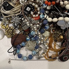4 Lb + Mixed Costume Jewelry Severely Tangled Lot Wearable & Repair Vintage Hunt