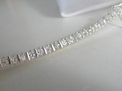 Sterling Silver 925 Cubic Zirconia Bar Link Tennis Bracelet 7.5″
