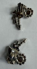 Vintage ORA Rhinestone Leaf-Swirl Brooch and Climber Earrings from late 1950s
