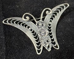 Beau Sterling 925 Butterfly Brooch Pin 1 3/4″ Vintage Sterling ( WT3)