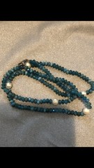 Woman’s Vintage Necklace Pearl And Blue Spinel Sterling Clasp Signed YGI 925