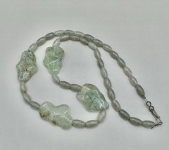 Vintage Sunwest Silver Prehnite & Epidote Carved Necklace