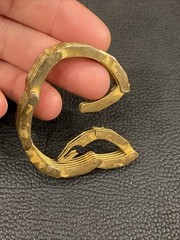 Machine Age Brass Architectural Modernist Geometric Links Panel Bracelet 7-3/8”