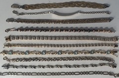 Vtg Sterling Silver Gold Tennis & Chain Bracelets Lot of 10 Diamond CZ Topaz