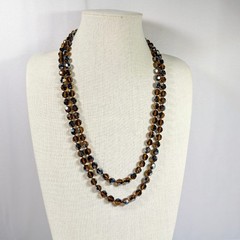 Vintage Crystal Necklace Root Beer AB Aurora Borealis 52 in Opera Length