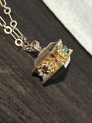 Victorian RARE 9.64g Gold Fill 3” FOB Paste Stone Dog Head Rose GF 26” Necklace