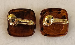 Vintage Napier 1984 Tortoise Collection Resin Clip On Screwback Earrings