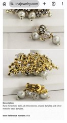 Juliana D&E Brooch #808 Silver Tone Dangle Balls Gold Tone Puddling Rhinestones