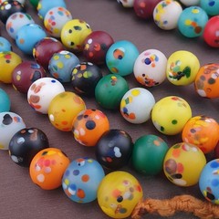 Vintage Venetian African Style Multicolor Dotted Trade Glass Beads Necklace 22in