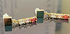 Vintage 1” dangle earrings Gold Filled oval pink topaz crystal artisan handmade