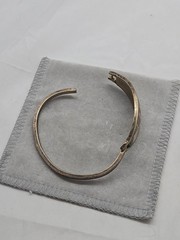 Vintage Alpaca Mexico Silvertone Hinged Bracelet Inlaid Mother Of Pearl Abalone