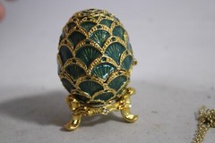 Vintage STAUER Egg Trinket Box with Matching Pendant Necklace
