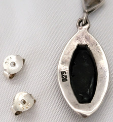 Vintage Black Onyx Marcasite 925 Sterling Silver Marquise Shape Dangle Earrings