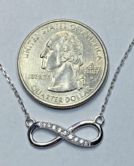 VTG Sterling Silver JC Signed CZ Infinity Necklace 16″/18″ NWT Gift Box