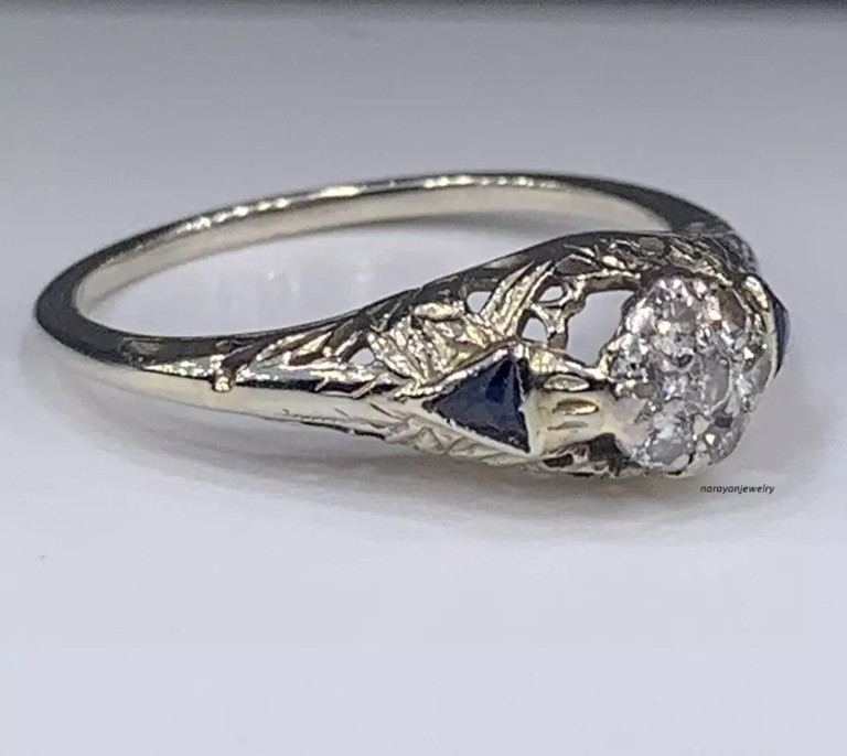 Victorian Vintage 3.00Ct Round Cut Diamond Wedding CZ Ring 14K White Gold Finish