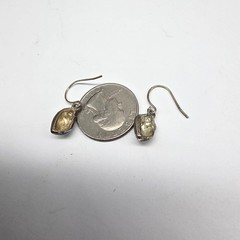 Glitter Enamel Silver Tone Metal Shell Dangle Pierced Earrings Vintage