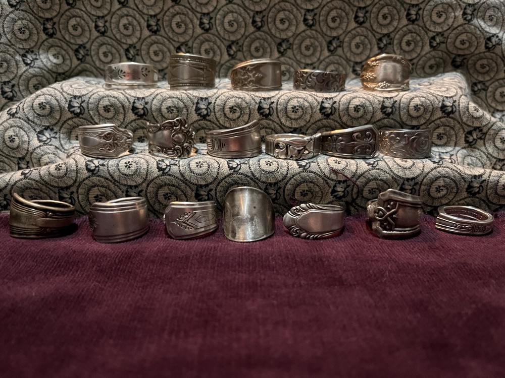 Spoon Ring Lot Of 18 Silver Plated &Stainless Steel Antique & Vintage