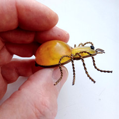 Vintage Spider Brooch Amber Color Resin. Made in the USSR