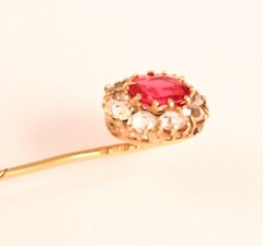 14K Gold Stick Pin with .44 Carat Almandine Garnet Stone