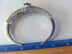 STS FILIGREE BLUE SPINEL COLOR CHANGE 925 SILVER CUFF BRACELET 7.75 ”