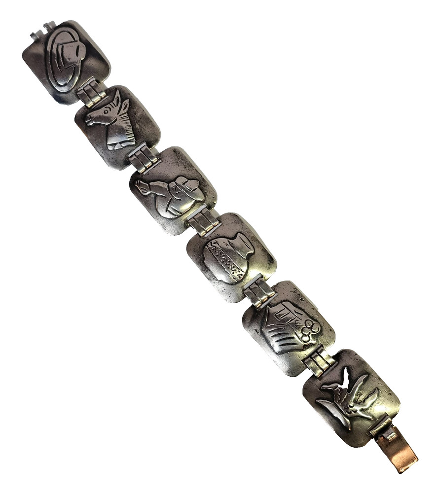 925 Sterling Silver Mexico Taxco beto horse donkey Bracelet -Signed LZ GUAD JAL?