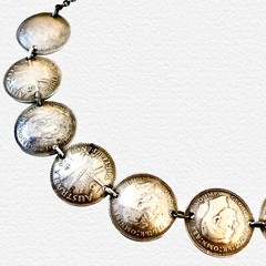 Silver Coins from Australia Necklace Three Pence 1943 Choker 15″