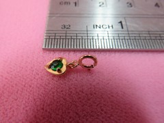 Michael Anthony 14k Y. Gold Heart Green Charm .31 G w/5mm Spring Clasp