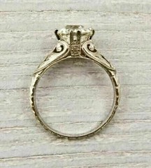 Art Deco Style Round Lab Created Diamond 14K White Gold FN Filigree Wedding Ring