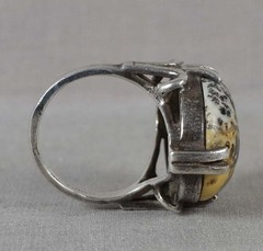 Vintage sterling silver RING Native American R&H landscape jasper Size 7