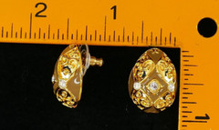JOAN RiVERS NUDE ENAMEL CRYSTAL FABERGE EGG GOLD DOME STUD BUTTON EARRiNGS