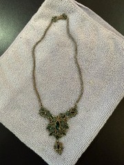 Vintage Hollycraft Copr. 1950 Necklace Emerald Green Rhinestone