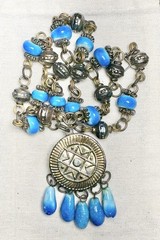 Vintage Bohemian Moroccan Berber Necklace 8-Point Star Medallion Estate